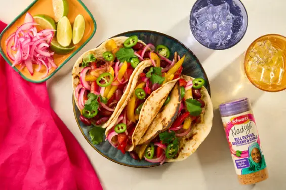 Pepper, Red Onion and Kidney Bean Tacos