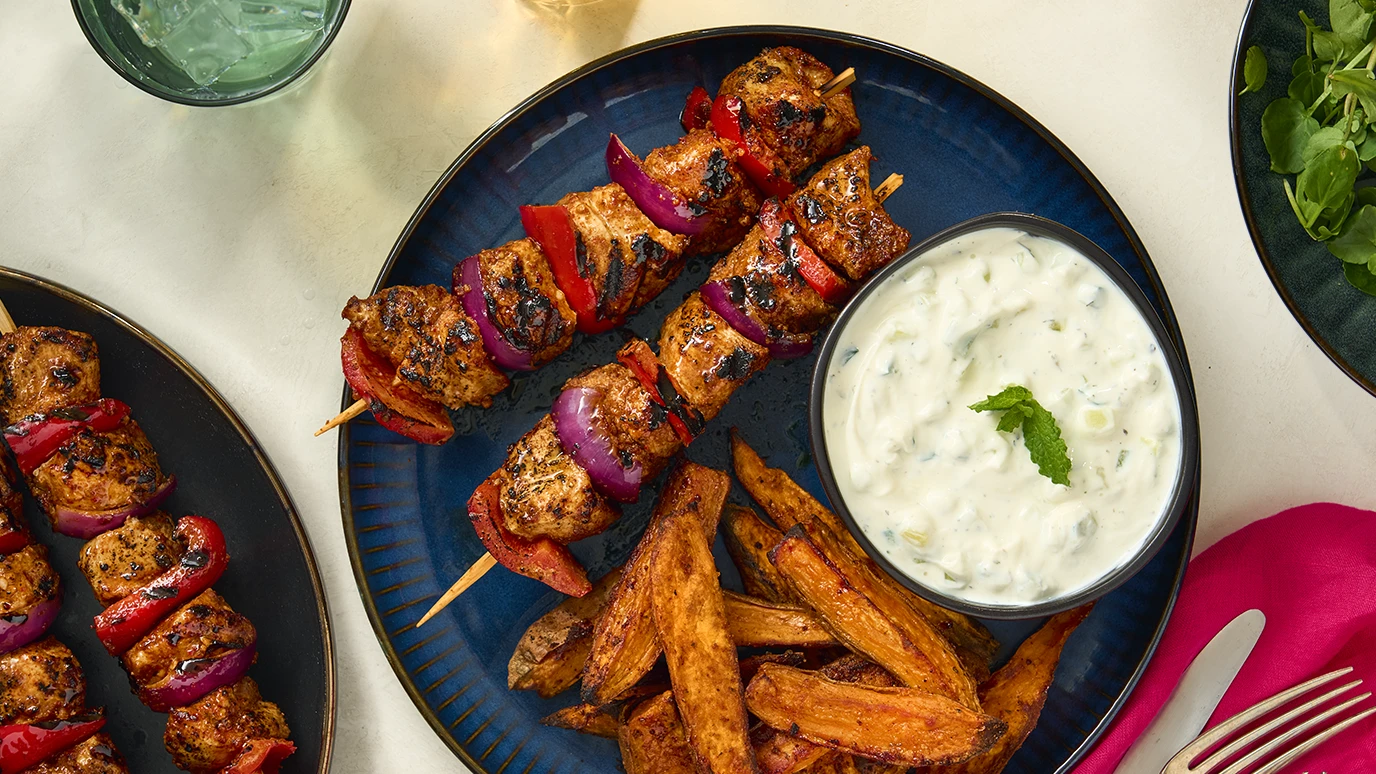 Kicking Kebabs with Sweet Potato Wedges