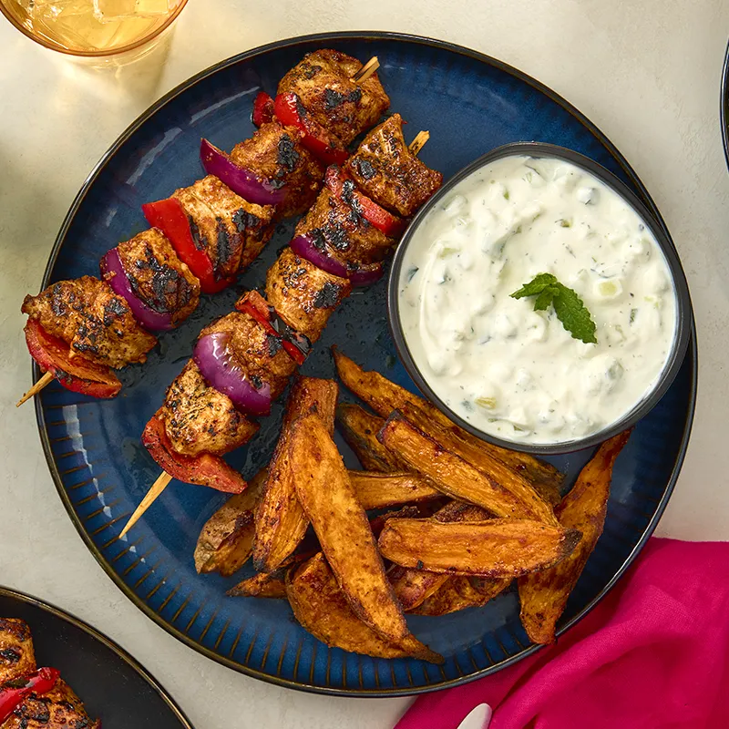 Kicking Kebabs with Sweet Potato Wedges Kicking Kebabs with Sweet Potato Wedges