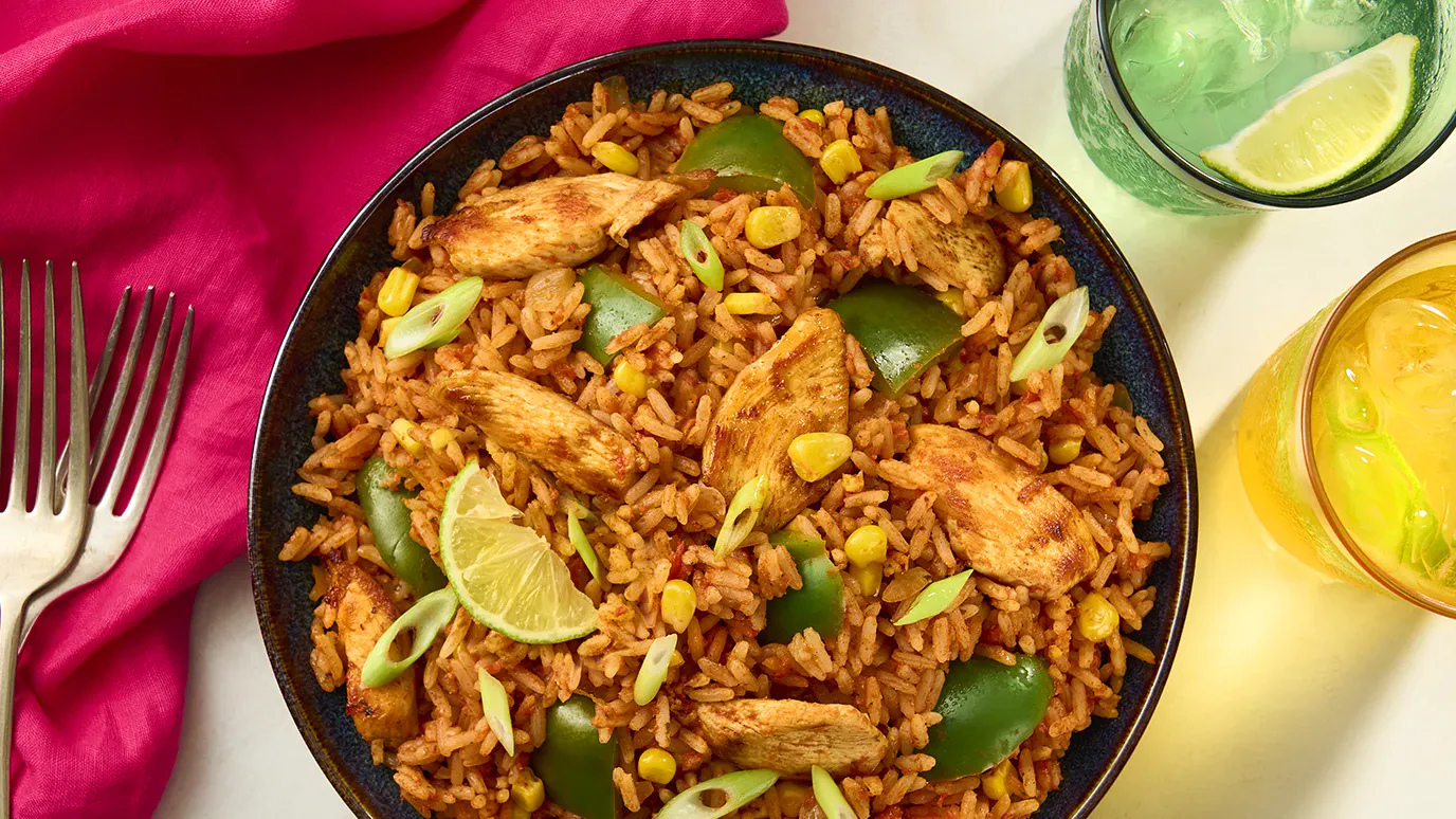 punchy chicken rice one pan mix