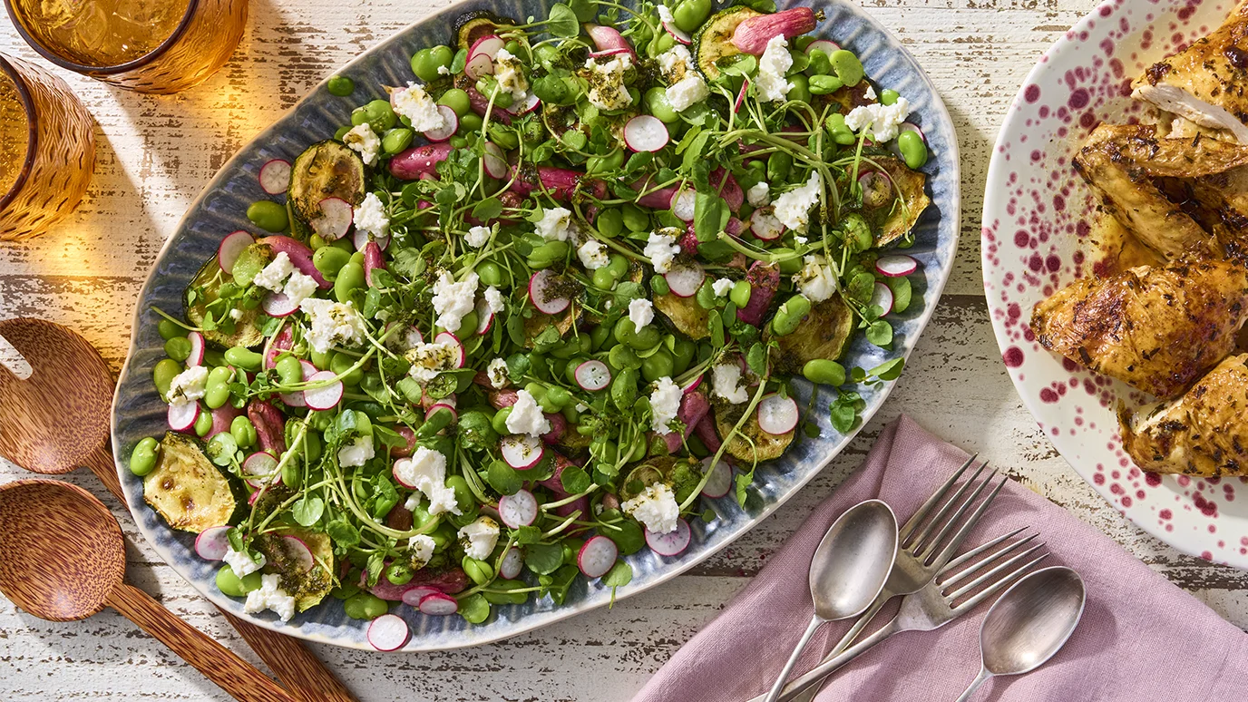 Broad Bean and courgette salad