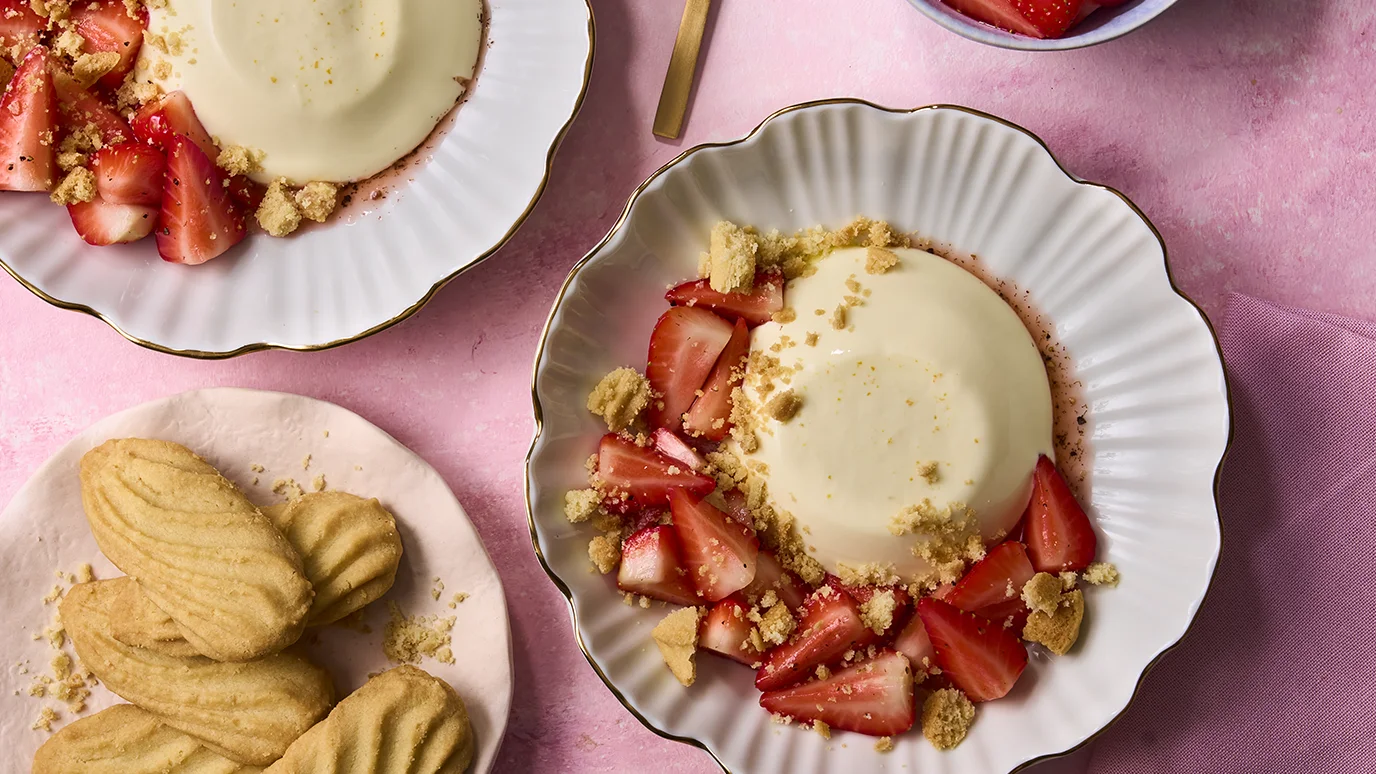 Marinated Strawberries With Orange Fennel Panna Cotta Recipe