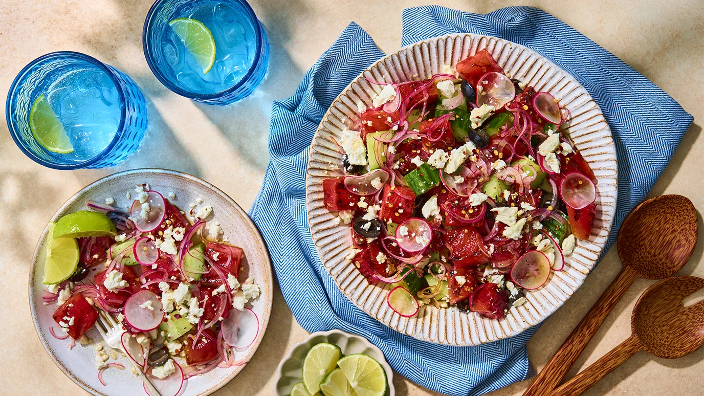 Charred Watermelon and feta salad