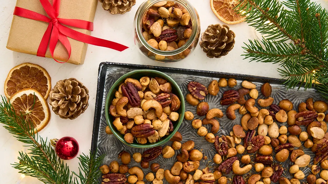Thyme rosemary and chilli Roasted Mixed Nuts