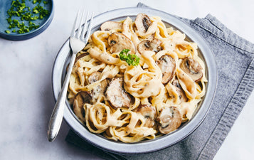 Mushroom Pasta with Creamy Pepper Sauce