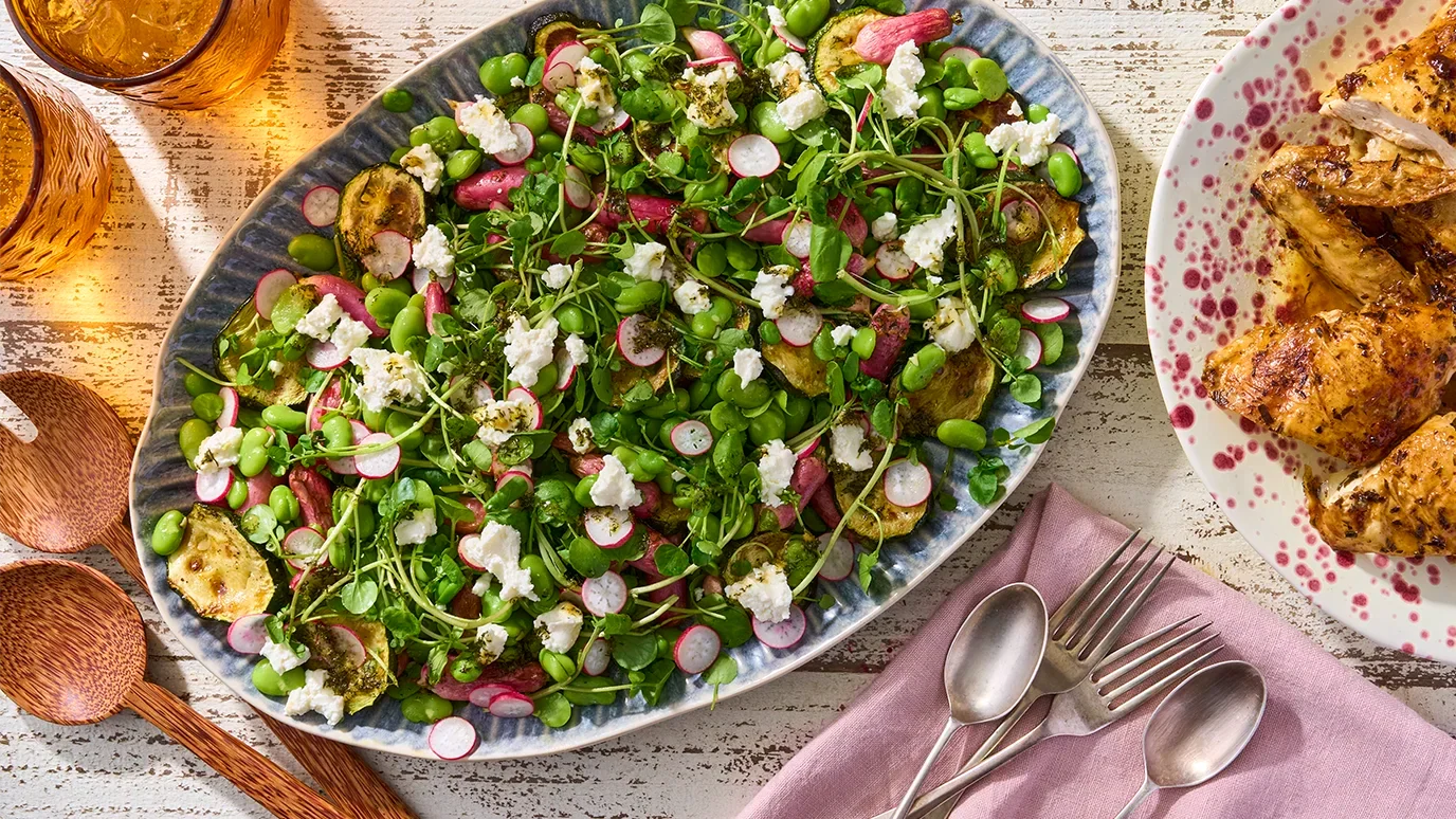 Broad Bean and courgette salad