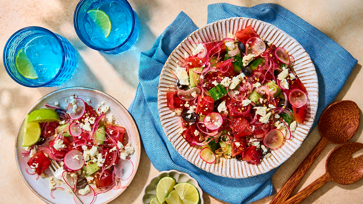 Charred Watermelon and feta salad