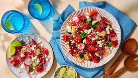 Charred Watermelon and feta salad