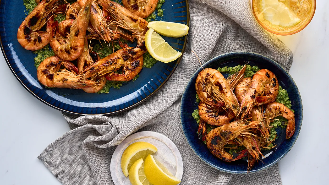 Grilled Prawns with Asian Pesto