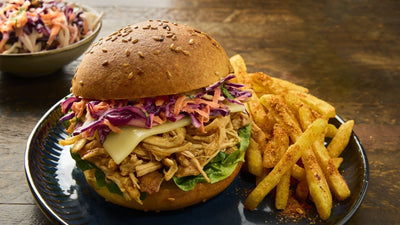 Old Bay Hot Pulled Chicken Burger