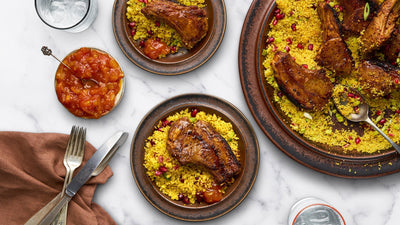Pan-fried Lamb with Couscous & Tomato Turmeric Chutney