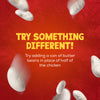 A helpful tip for a recipe using Schwartz Chicken Casserole Recipe Mix 36G suggests replacing half the chicken with butter beans, which are shown falling against a red background.