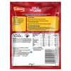 Back of a Schwartz Chilli Con Carne recipe mix packet displaying preparation steps, ingredients, and nutritional information.