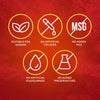 An infographic highlights the features of the Schwartz Lasagne Recipe Mix 36G, showing it is suitable for vegans and contains no artificial colours, added MSG, artificial flavourings, or added preservatives.