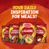 An advertisement for Schwartz shows four recipe mix packets, including one for Schwartz Lasagne Recipe Mix 36G, arranged in a fan shape against a red and orange background with the text Your daily inspiration for meals.