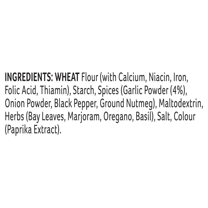 The ingredients list for the Schwartz Lasagne Recipe Mix 36G is displayed in black text on a white background.