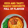 The text Rich and Tasty Family Favourite Full of Flavour is displayed above a hearty Shepherd's Pie, a classic dish you can create with Schwartz Shepherd'S Pie Recipe Mix 38G.