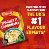 An advertisement features a packet of Schwartz Spaghetti Carbonara Recipe Mix 32G next to a finished bowl of the dish, with text proclaiming Schwartz as The UKs #1 Flavour Experts.