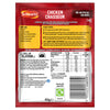 The back of a packet of Schwartz Chicken Chasseur Recipe Mix 40G displays the nutritional information, ingredients, and three easy cooking steps for the recipe.