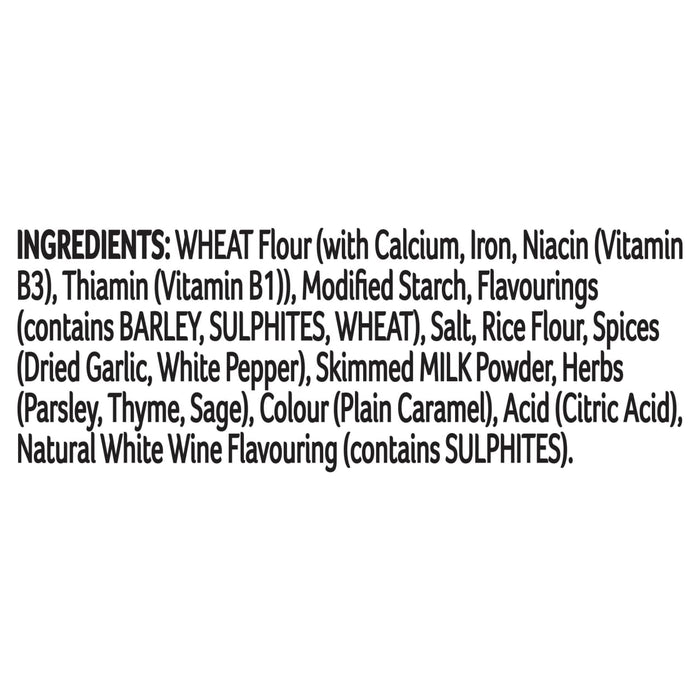 The ingredients list for the Schwartz Chicken Chasseur Recipe Mix 40G is shown in bold, black text on a white background.