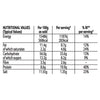 A nutritional values table for Schwartz Tuna Napolitana Recipe Mix 30G detailing energy, fat, carbohydrates, fibre, protein, and salt content per 100g and per serving.