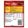 The front and back of a packet of Schwartz Beef Casserole Recipe Mix 38G, showing the ingredients, nutritional information, and cooking instructions.