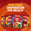 An advertisement for easy dinner ideas shows four different Schwartz meal mixes, including the Schwartz Roast Beef Gravy Mix 27G, fanned out below the headline, Your daily inspiration for meals!