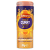 A tall cylindrical container of Schwartz Mild Curry Powder 85G featuring a vibrant purple and orange label that highlights a fragrant blend with cumin turmeric and cinnamon.