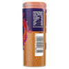 A side view of a jar of Schwartz Hot Curry Powder 85G showing the nutritional information and barcode on a purple and orange label.