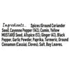 A detailed list of ingredients for Schwartz Hot Curry Powder 85G including spices like ground coriander seed, cayenne pepper, cumin, yellow mustard seed, allspice, ginger, and black pepper.