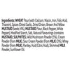 The ingredient list for Sa Beef Stroganoff includes wheat flour, various spices, mustard seeds, wild mushroom powder, and milk-based ingredients like cream and sour cream powder.