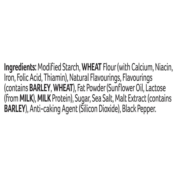 The ingredients list for Sa Cottage Pie, printed in black text, highlights allergens such as WHEAT, BARLEY, and MILK in bold capital letters.