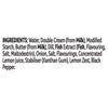 A list of ingredients for Schwartz For Fish Dill & Lemon Sauce 300 including water, double cream, modified starch, butter, dill, fish extract, onion, salt, and lemon zest.