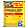 The back of a yellow tin of Old Bay Lemon & Herb Seasoning 75G features serving tips for vegetables, fries, and popcorn along with a QR code for recipes.