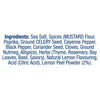 An ingredient list for Old Bay Lemon & Herb Seasoning 75G featuring sea salt, mustard flour, paprika, celery seed, various spices, herbs, and lemon peel powder.
