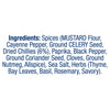 An ingredient list for Old Bay Hot Seasoning 75G featuring spices like mustard flour, cayenne pepper, and ground celery seed along with sea salt and herbs.