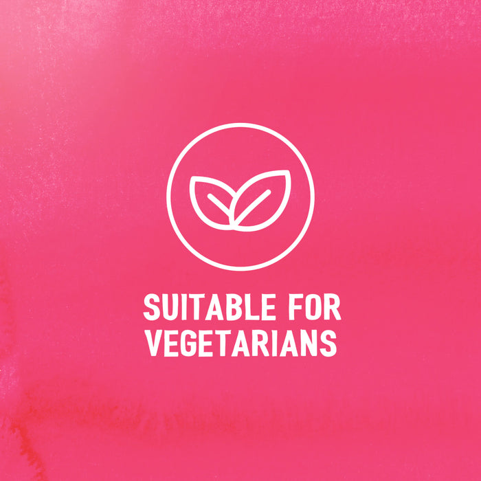 A graphic illustration featuring a white leaf icon inside a circle with the text SUITABLE FOR VEGETARIANS indicating that Schwartz Las Iguanas Honey Chilli Chicken 35G is appropriate for a vegetarian diet.