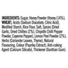The ingredients list for the Schwartz Las Iguanas Honey Chilli Chicken 35G seasoning mix is displayed in bold, black text on a white background.