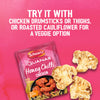 A promotional graphic for Schwartz Las Iguanas Honey Chilli Chicken 35G suggests trying the seasoning with chicken drumsticks or roasted cauliflower for a veggie option.
