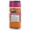 A clear glass jar of Schwartz Extra Spicy Cajun 42G Grill&Sizzl seasoning showing the back label with ingredients like cayenne pepper, cumin, and thyme.