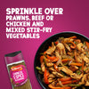 A bottle of Schwartz Chinese 5 Spice Seasoning 58G is shown next to a pan of chicken and vegetable stir-fry with text suggesting to sprinkle it over prawns, beef, or chicken.