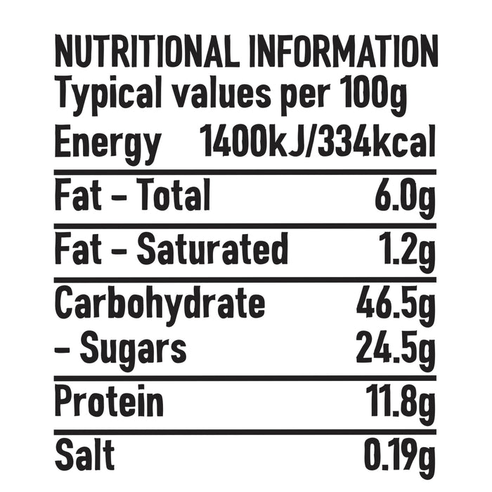 A nutritional information table for Schwartz Paprika and Lemon Chicken Seasoning Reduced Salt 43G showing typical values per 100g including 334 calories and 11.8g of protein.