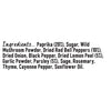 A detailed ingredient list for Schwartz Paprika & Lemon Chicken Seasoning Reduced Salt 43G featuring paprika, sugar, wild mushroom powder, and dried lemon peel.
