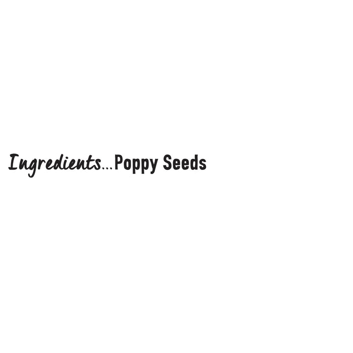 A graphic featuring the text Ingredients Poppy Seeds for Schwartz Poppy Seeds 48G against a plain white background.