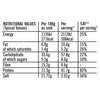 The nutritional information label for Sa Pe Spicy Beef Pepper Pasta, detailing values per 100g and per serving.