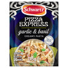 A 35g packet of Schwartz Pizza Express Sa Pe Garlicbasil Creamy Pasta seasoning mix featuring a bowl of penne pasta with chicken and mushrooms.