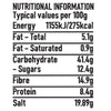 A nutritional information label for Schwartz Paprika and Onion Classic Chip Seasoning 55G detailing typical values per 100g including energy fat carbohydrates fibre protein and salt content.