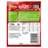 A back of pack view of Schwartz Christmas Limited Edition Sticky Glazed Root Vegetables 30G featuring cooking instructions and nutritional information for this festive recipe mix.