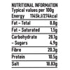 An infographic displays the nutritional information per 100g for Schwartz Smoky Cajun Seasoning 45G including energy values and a breakdown of fat carbohydrate fibre protein and salt content.