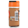 The back of a glass jar of Schwartz Ground Cinnamon 39G, showing the barcode, recycling information for the glass jar and plastic cap, and storage instructions.